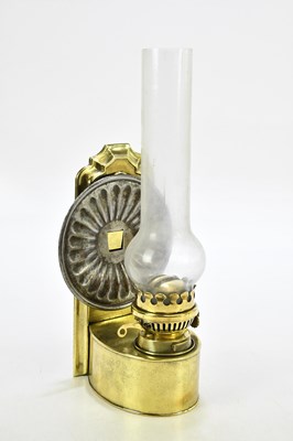 Lot 2420 - A brass gypsy lamp, with clear glass chimney,...