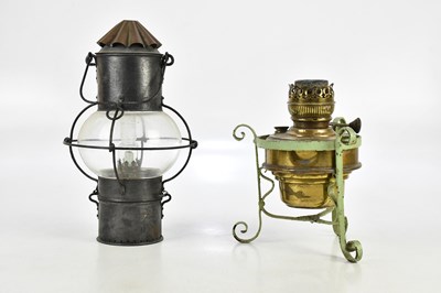 Lot 2421 - A nautical onion lantern, height 35cm, and a...