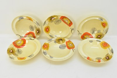 Lot 257 - CLARICE CLIFF; six dessert bowls in the...