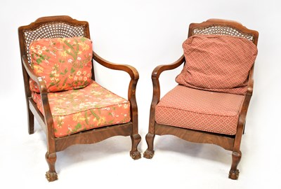 Lot 22 - A 1930s walnut bergère three-piece suite,...