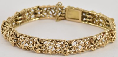 Lot 1589 - A 9ct gold contemporary mesh link bracelet,...