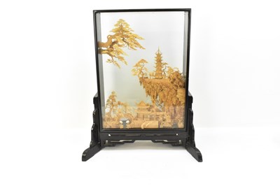 Lot 283 - A large modern Oriental cork diorama of a...