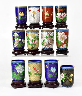 Lot 279 - A group of twelve modern cloisonné miniature...