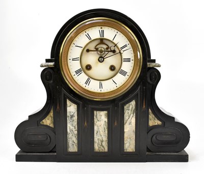 Lot 1489 - A late 19th century French eight day black slate mantel clock