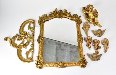 Lot 345 - A gilt framed wall mirror, with Rococo-style...