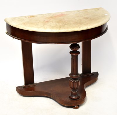 Lot 52 - A Victorian marble top demi-lune washstand,...