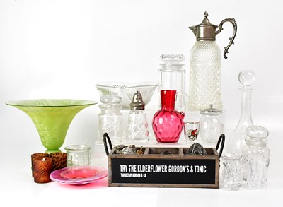 Lot 306 - Glassware to include a large glass jug with...