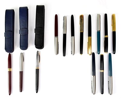 Lot 358 - PARKER; eleven loose fountain pens and three...