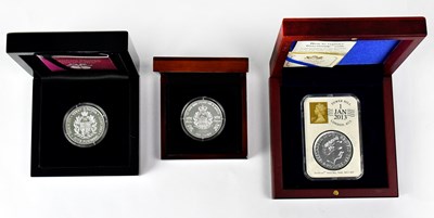 Lot 1004 - Three silver coins, comprising a 2013 Prince...