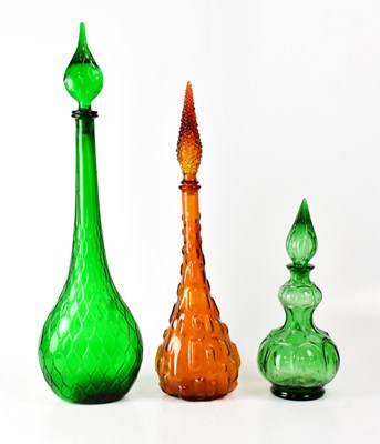 Lot 305 - Three mid-century textured glass 'genie'...