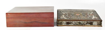 Lot 331 - A Victorian writing slope, clad in metal and...