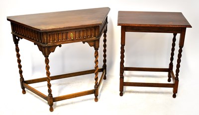 Lot 48 - An early 20th century oak credence table, with...