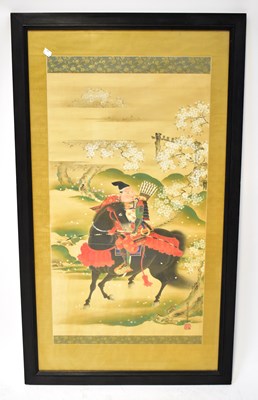 Lot 278 - A Japanese woven silk picture depicting a...