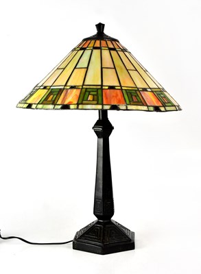 Lot 133 - A Tiffany-style table lamp with iridescent...