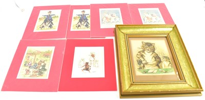 Lot 595 - LOUIS WAIN; a vintage coloured print depicting...