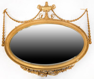 Lot 112 - An Adams-style oval wall mirror with bevelled...