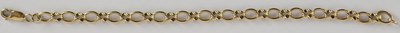 Lot 1599 - A 9ct gold oval link bracelet, with lobster...