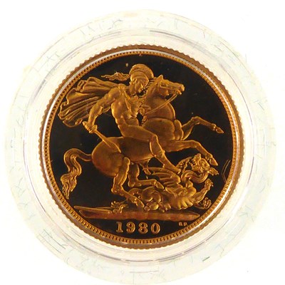 Lot 937 - An Elizabeth II 1980 sovereign, George &...