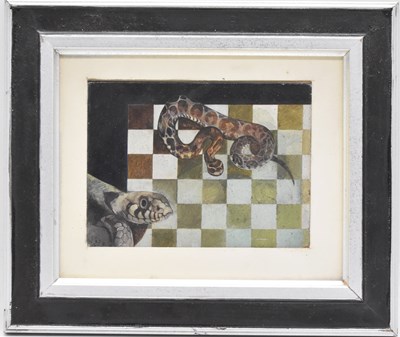 Lot 316 - JUDITH DRURY; oil on board, Turtle, Serpent...