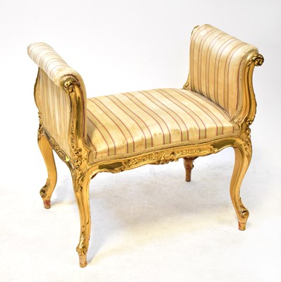 Lot 94 - A gilt wood piano stool with upholstered tall...