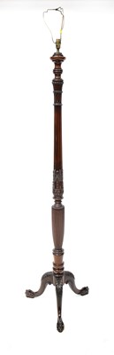 Lot 146 - A large mahogany standard lamp with fluted and...