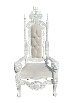 Lot 2080 - A large white painted throne chair,...
