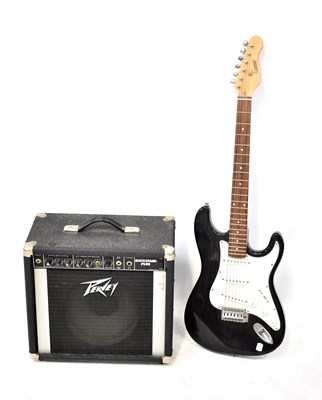 Lot 788 - ENCORE; a six-string electric guitar, black,...