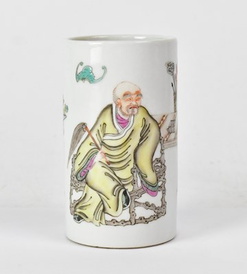Lot 255 - A Chinese Famille Rose porcelain brush pot...