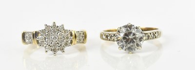Lot 139 - A 9ct yellow gold diamond cluster ring, size L...