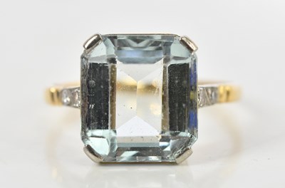 Lot 61 - An 18ct yellow gold aquamarine and diamond...
