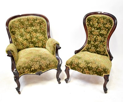 Lot 28 - A Victorian mahogany spoon-back parlour chair...