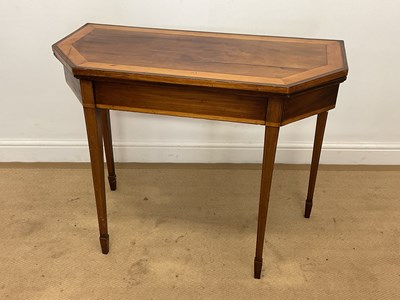 Lot 731 - A mahogany inlaid folding card table with...
