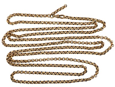 Lot 1214 - A 9ct gold belcher link muff chain, length...