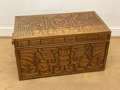Lot 771 - A South American Aztec style carved wooden...