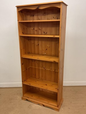 Lot 563 - A pine open bookcase with four shelves, height...