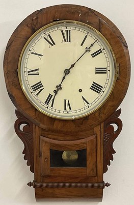 Lot 651 - A 19th century walnut drop dial wall clock,...