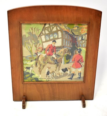 Lot 81 - A 1930s mahogany fire screen with tapestry...