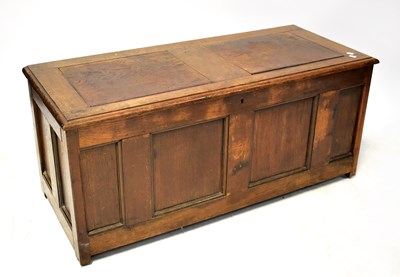 Lot 70 - A 19th century oak coffer with fielded and...