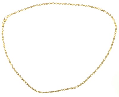 Lot 1161 - A 9ct gold necklace with lobster claw clasp,...