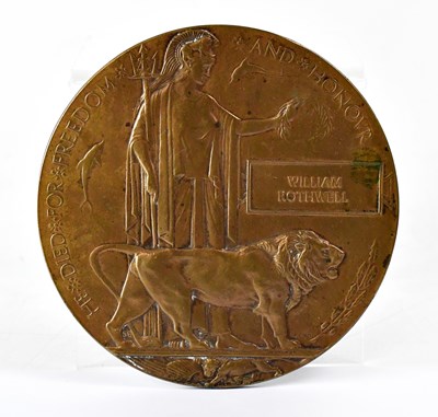 Lot 718 - A WWI remembrance plaque for William Rothwell.