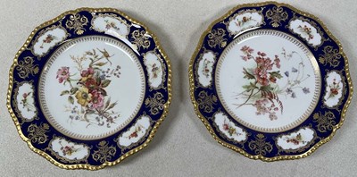Lot 230 - ROYAL WORCESTER; a pair of floral painted...