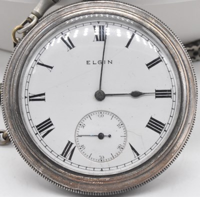 Lot 634 - ELGIN; a sterling silver cased open faced...