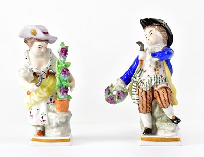 Lot 212 - SITZENDORF; a pair of porcelain gardener...