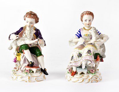 Lot 210 - SITZENDORF; a pair of porcelain figures of a...