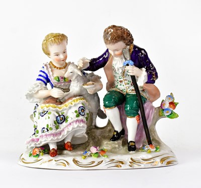 Lot 209 - SITZENDORF; a porcelain figure group of a...