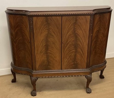 Lot 769 - A mahogany hall cabinet raised on clawed feet,...