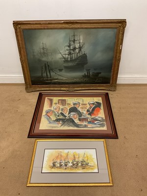 Lot 323 - Three pictures, comprising an oil on canvas,...