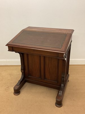 Lot 765 - A 19th century mahogany Davenport with leather...