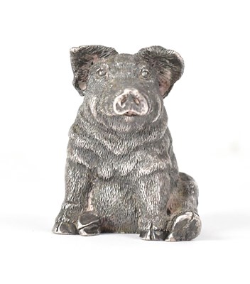 Lot 891 - MAGRINO; a 925 silver figure of a pig sat on...