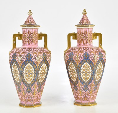 Lot 1581 - CROWN DERBY; a pair of large and impressive...